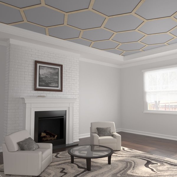 Ekena Millwork 81 56W x 47 14H x 38T Large Westmore Decorative Fretwork Wood Ceiling Panels, Birch CELW82X47X0375WSTBI